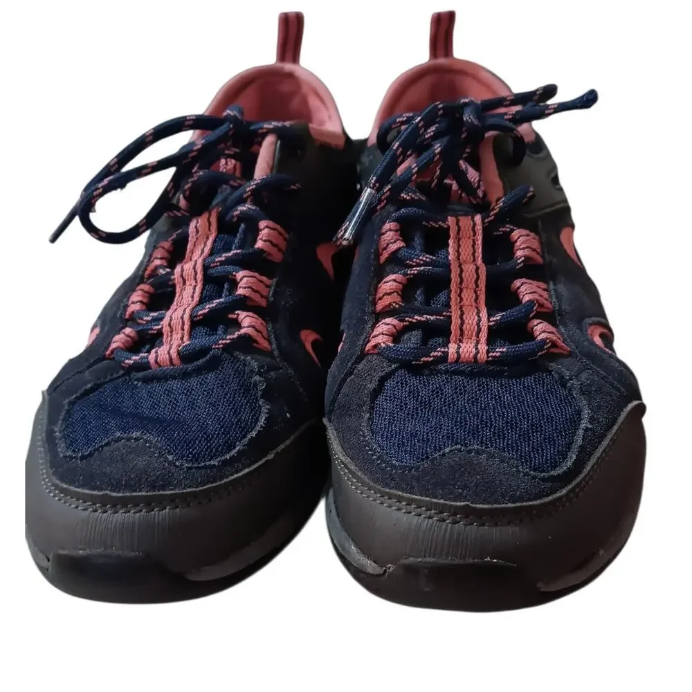 LANDS' END Cute Sneakers 6.5 Blue Pink Suede‎ Mesh Hiking Walking Comfort School